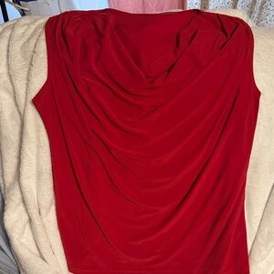 Chic Scarlet Drape Neck Blouse